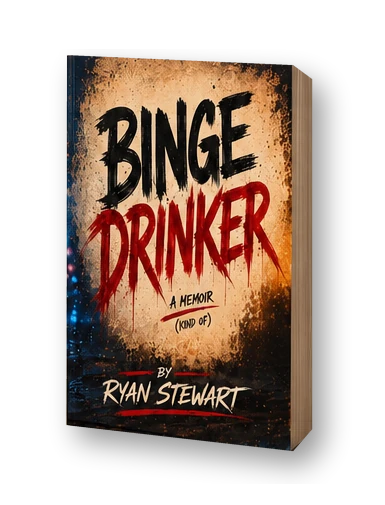 Binge Drinker — stack of paperbacks.